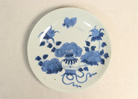 大珍品！　古染付？　新渡？　デルフト写　染付　8寸皿　中国 大珍品！ 古染付？ 新渡？ デルフト写 染付 8寸皿 中国 大珍品