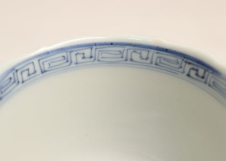 明治後期~大正染付山水図輪花向付