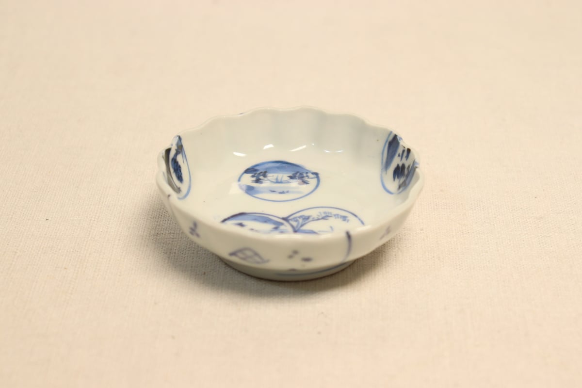 江戸幕末染付山水窓絵散らし図豆皿① | 吉祥寺PukuPuku
