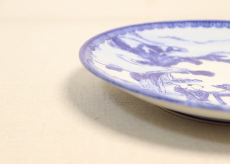 明治前期紙刷唐子図7寸皿