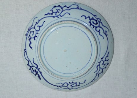 明治前期紙刷夫婦岩図尺皿　少甘手