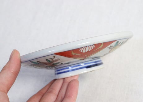明治前期色絵三方に桃図蒸茶碗
