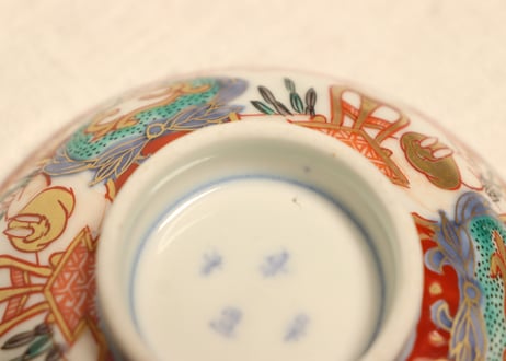 明治前期色絵兎図通り物飯茶碗①