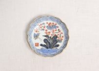 江戸幕末赤絵金彩秋海棠図通り物小皿