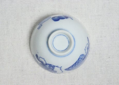 大正～昭和戦前ゴム判蕪と茄子図湯呑①　濃いめ