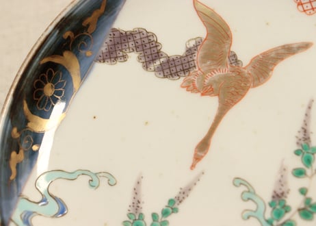 明治前期色絵流水に水鳥図小皿①