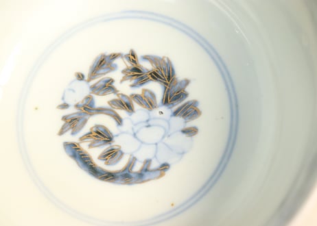 明治前期色絵杜若と梅図飯茶碗