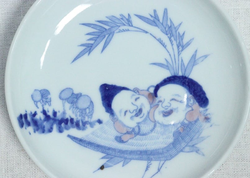 明治後期～大正銅判田植えと恵比寿大黒図5.5寸皿 | 吉祥寺PukuPuku