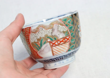 明治前期色絵桜と菊図向付