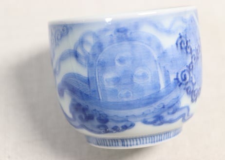 江戸幕末染付船と菱花図向付　流れ