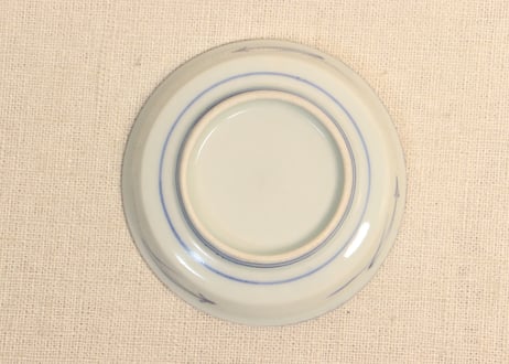 江戸中期染付山水と輪線縁小皿