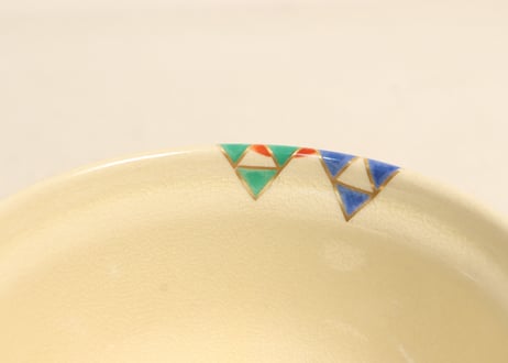 昭和30～40年代京焼色絵幾何学文飯茶碗
