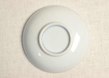大正~昭和戦前染付鶴亀図小皿
