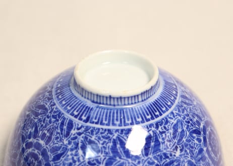 明治前期紙刷鉄線図蓋茶碗