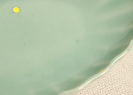 江戸中期青磁舟形皿①少かたつき,少甘手