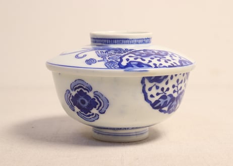 明治前期紙刷桐と鳳凰図蒸茶碗