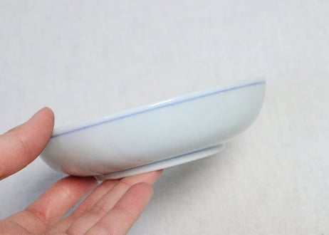明治後期～大正銅判舟と三方に兎図小皿④　小ホツ,かたつき