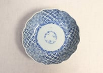 江戸幕末染付幾何学文図なます皿②　ノミホツ,かたつき