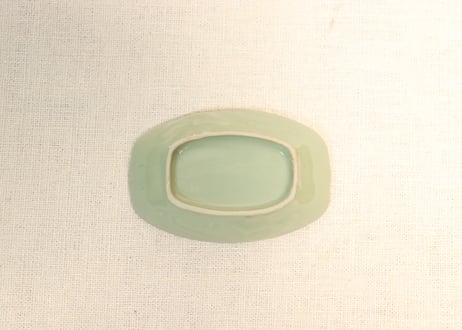 大正~昭和戦前青磁梅図笹型醤油皿