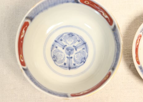 明治前期色絵兎図通り物飯茶碗①