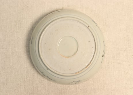 江戸後期染付二方牡丹図なます皿　フリモノ,かたつき