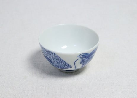 大正～昭和戦前ゴム判蕪と茄子図湯呑①　濃いめ
