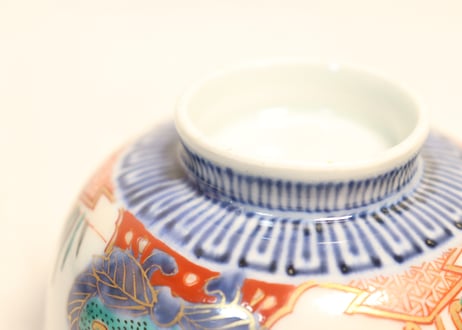 明治前期色絵兎図通り物飯茶碗①
