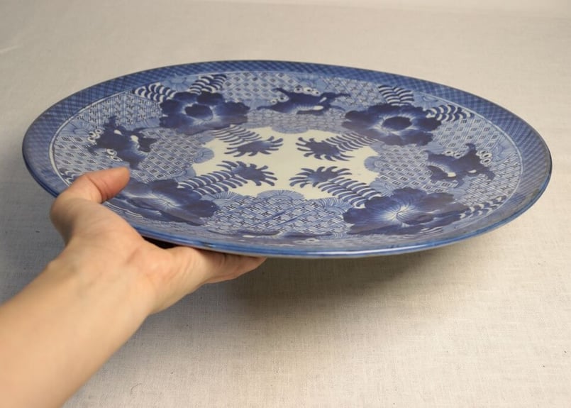 江戸幕末染付四方蝶と牡丹図大皿 | 吉祥寺PukuPuku