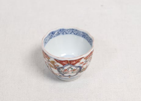 明治前期色絵梅に鶯と菖蒲図通り物小向付