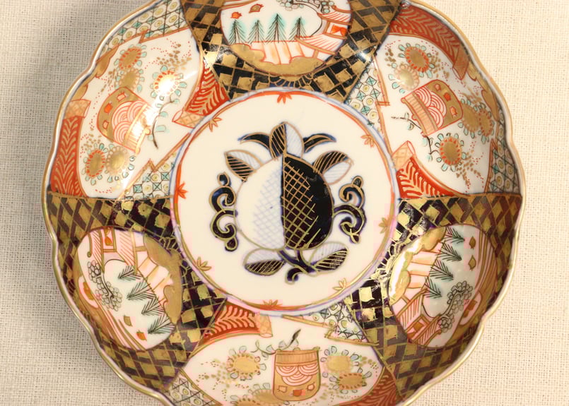 183 優品 九谷焼 色絵 なます皿５客無傷 万年青おもと茄子図 江戸明治時代 183 優品 九谷焼 色絵 なます皿5客無傷 万年青おもと茄子図