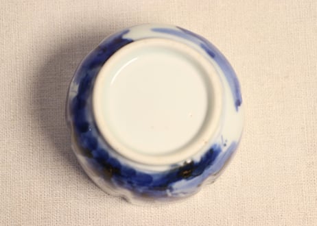江戸幕末染付山水図鎬向付(大ぶり)