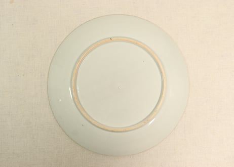 明治後期~大正銅判山水と萩図窓絵9寸イゲ皿①