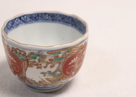 明治前期色絵松竹梅に鶴亀図通り物向付