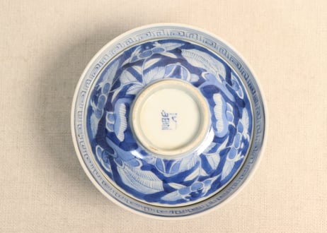 江戸幕末濃み埋め鳳凰と花図飯茶碗