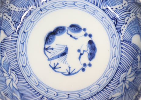 江戸幕末線描き花図なます皿①