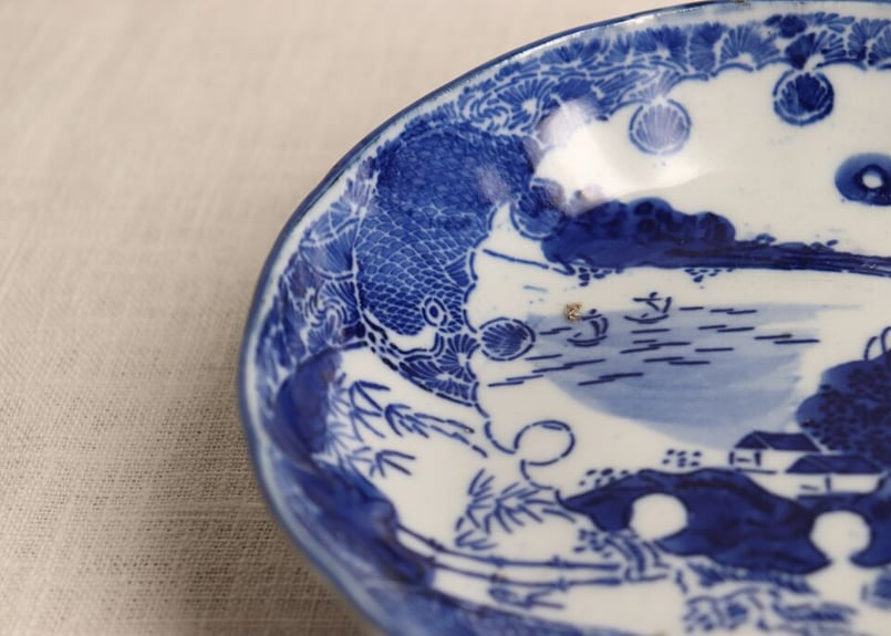 明治前期紙刷雪輪に金魚図なます皿 | 吉祥寺PukuPuku