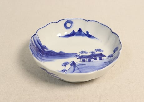 明治後期～大正染付山水図なます皿