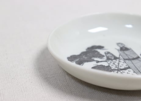 明治後期～大正銅判高砂立雛図小皿