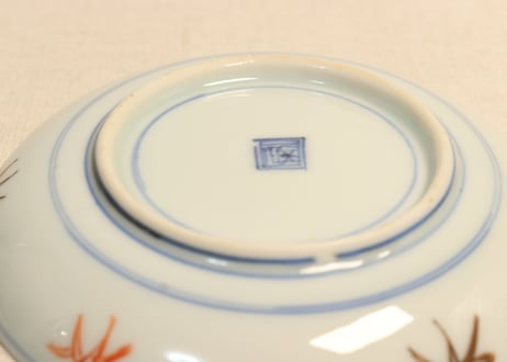 明治前期色絵柳に蛙図小皿