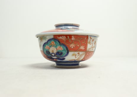 明治前期色絵市松に松竹梅図蒸茶碗④少甘手,ひっつき