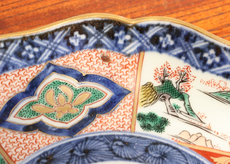 色絵　牡丹雀文稜花中皿　献上手 色絵 牡丹雀文稜花中皿 献上手 - メルカリ