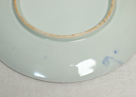 明治後期～大正銅判色絵牡丹と水仙図７寸皿②　少甘手