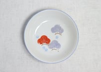 大正～昭和戦前ゴム判色絵松図小皿