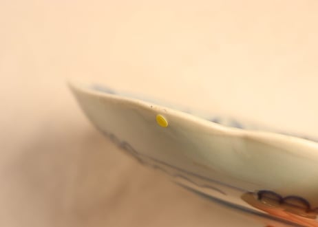 江戸幕末染付四方に水鳥と柘榴に蝙蝠図9寸皿 ムシクイ