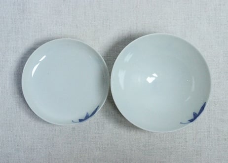 大正～昭和戦前染付紅葉図蓋茶碗