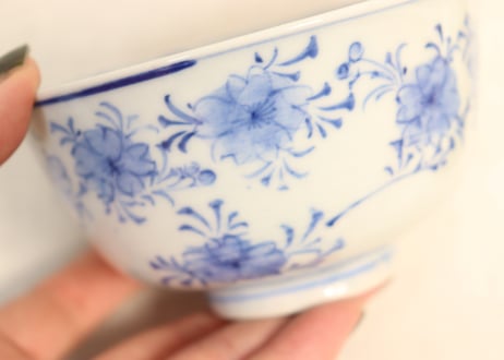 明治前期染付桜図飯茶碗①