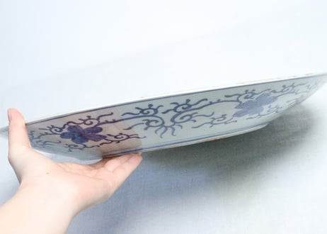 明治前期色絵桜と御所車図尺３寸尺皿