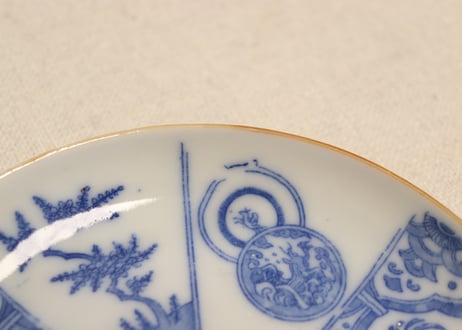 明治後期~大正銅判八方に割絵小皿①薄め