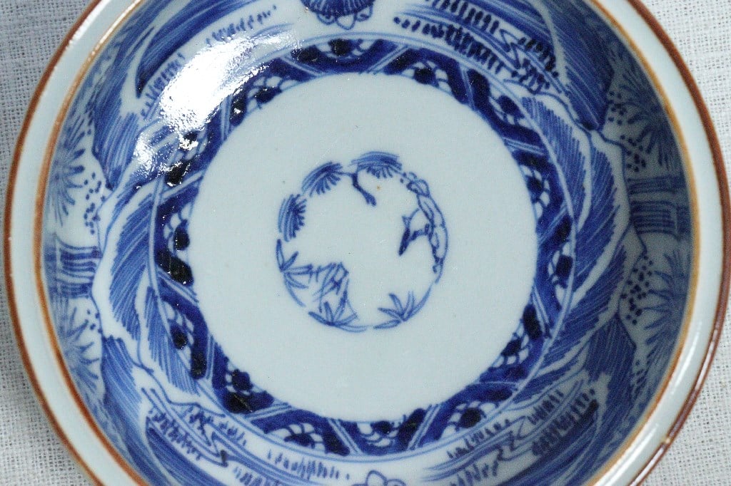 江戸幕末染付竹林雀図4寸鉢① ノミホツ | 吉祥寺PukuPuku