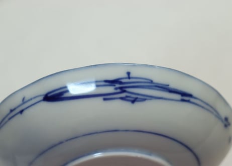 明治前期染付岩に牡丹図小なます皿